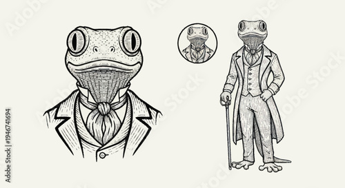 Anthropomorphic Frog Gentleman in Formal Attire.