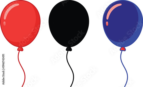 A vibrant red balloon with a shiny surface and a long thin string attached