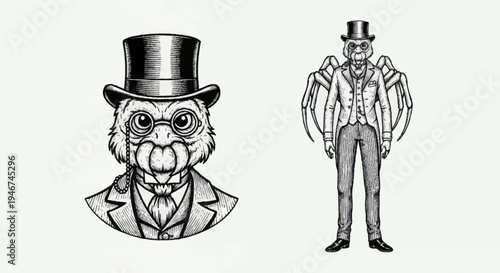 Victorian Spider Man Character Illustration.