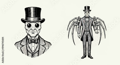 Creepy Man in Top Hat with Spider Legs.