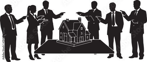 Business 3D Model and Architectural Review Silhouettes on White