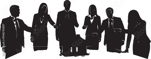 Business 3D Model and Architectural Review Silhouettes on White
