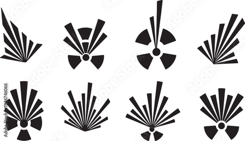 Black Solid Abstract Radiation Burst Hazard Shapes