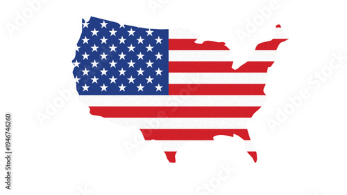 A Creative Graphic Map of the United States of America Featuring the Iconic National Flag Pattern Inside Its Borders