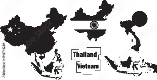 Black Solid African Country Landmass Shapes