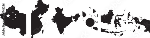 Black Solid African Country Landmass Shapes