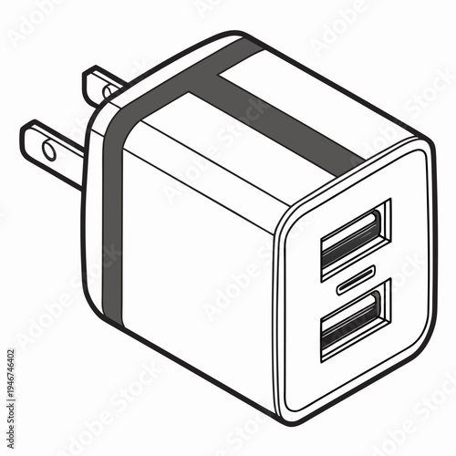 Dual USB Adapter Micro Technology Vector Icon