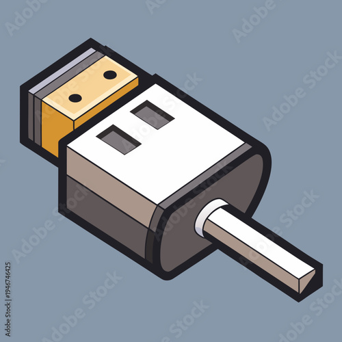 USB Cable Connector Micro Vector Icon