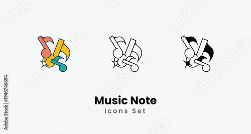 Music Note icons vector set stock illustration