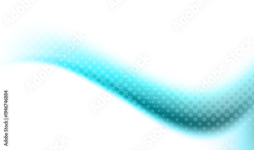 白背景に広がるシアンの粒子ドットが滑らかなウェーブを描く未来的テクノロジーイメージの抽象デジタル背景素材