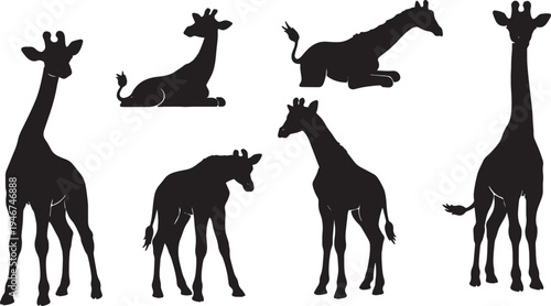 Black Solid Baby Giraffe Calf Cute Shapes