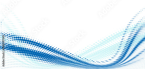 青いドットが波のように広がるデータネットワークをイメージした未来的テクノロジー抽象背景