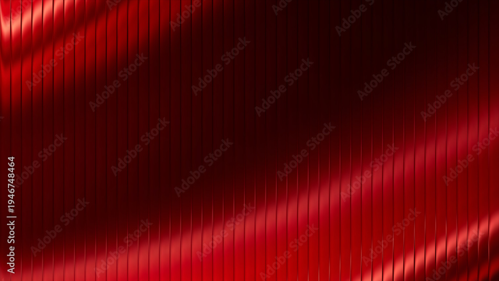 Striking close-up of glossy red fractal glass with ribbed, abstract texture, creating a bold and dynamic visual for digital art, backgrounds, and creative projects.