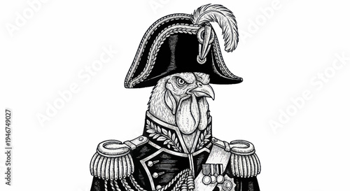 A regal turkey dressed in a military uniform.