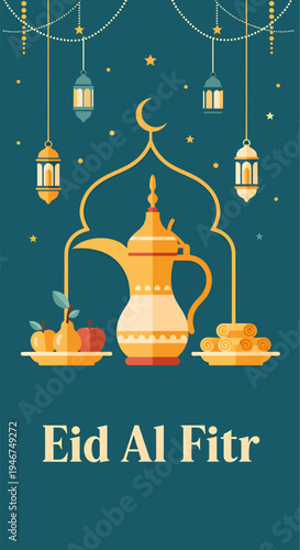 Dishes to celebrate Eid al-Fitr, vector illustration design