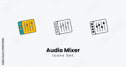 Audio Mixer icons vector set stock illustration