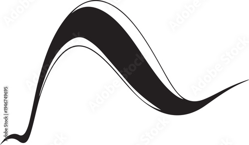 Abstract minimalist black flat vector design element. Clean, dynamic curve silhouette. Modern graphic illustration for sleek projects or branding endeavors