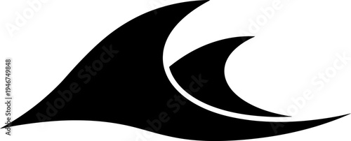 Abstract black silhouette of ocean waves or water swirls