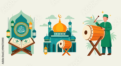 Vector illustration of celebrate eid al-fitr