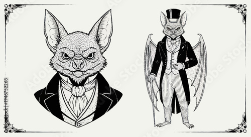 Elegant Bat Character in Formal Attire.