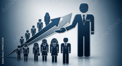 Business leader guiding team towards success and growth.