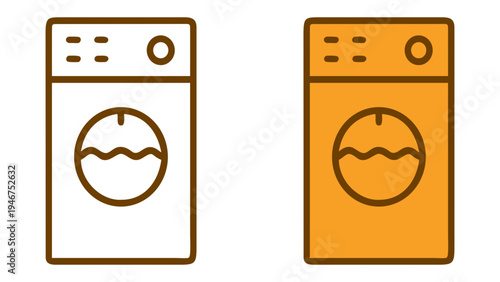 Washing Machine Icon: A minimalist icon of a washing machine, showcasing its key features and functional design. The design symbolizes the everyday task of laundry.