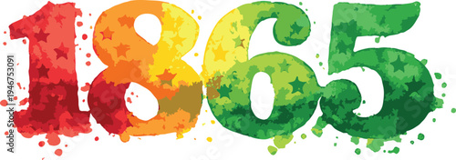 Colorful depiction of the year 1865 with a splatter paint effect