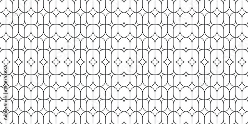 Seamless Geometric Outline Pattern with Modern Pill Shape Grid, Minimalist Gray and White Architectural Texture, Abstract Linear Background for Interior Decor and Product Packaging