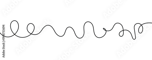 Continuous Single Line Scribble Vector, Abstract Hand Drawn Messy Tangled Path, Minimalist Sketchy Divider and Creative Curvy Doodle Element for Modern Graphic Design