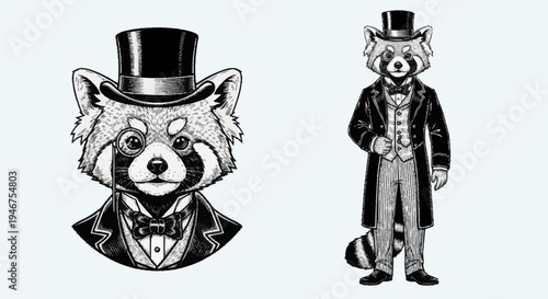 Dapper Red Panda Gentleman in Formal Attire.