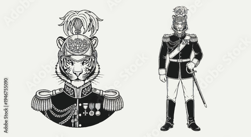 Tiger Soldier Uniform Military Historical Illustration.