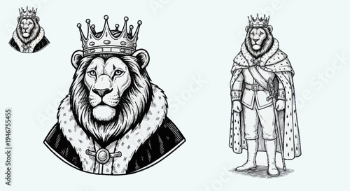 Majestic Lion King Illustration Regal Portrait.