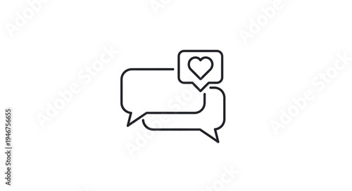 Speech bubbles with heart icon for social media communication.