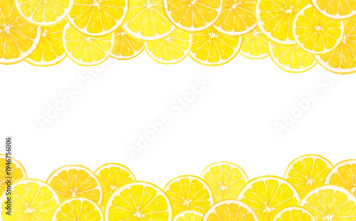輪切りレモンの透過フレーム_上下_横