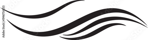 Abstract Black Swirl Wave Decorative Element