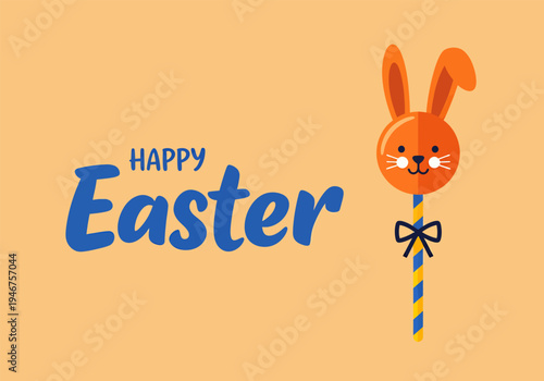 Happy Easter bunny with eggs in a cute cartoon vector illustration for a easter day