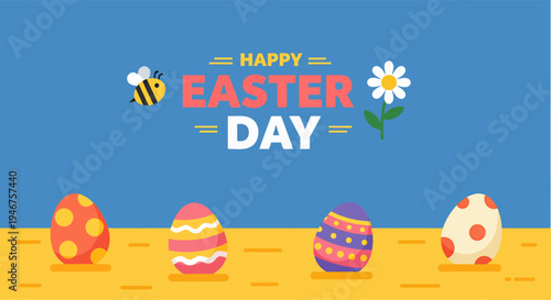 Vector illustration celebration happy easter day