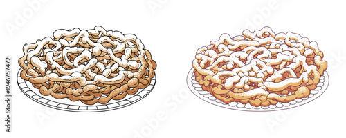 Comparative illustration of layered pastry desserts with different toppings