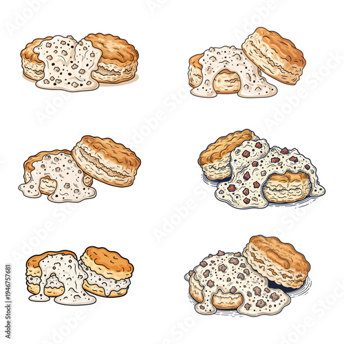 Whimsical illustrations of crumbling sandwiches with playful rock textures