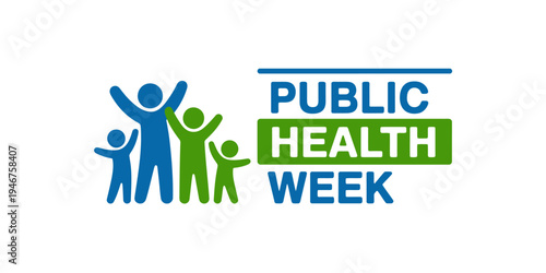 Public health week awareness campaign logo with stick figures and text
