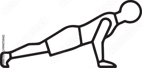 Person doing push up exercise vector icon for strength training illustration