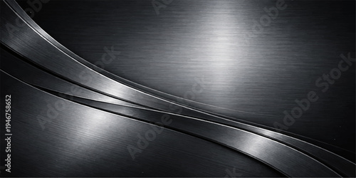 Metallic background with curved lines and reflections vector