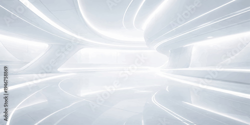 Futuristic white background with neon light reflections vector