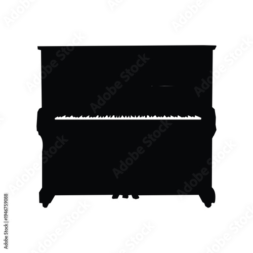Classic upright piano musical instrument silhouette icon isolated