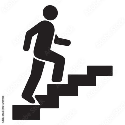 Walking up the stairs or staircase icon vector silhouette  
