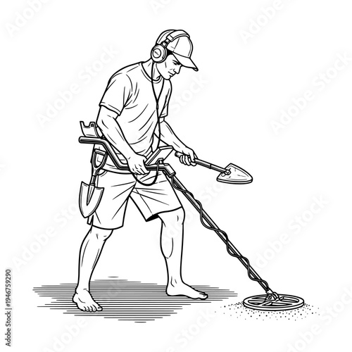 A person using a metal detector for treasure hunting or archaeological exploration