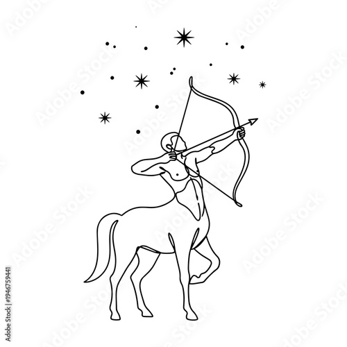 Centaur archer depicted in the night sky with stars surrounding him