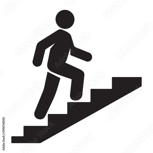 Walking up the stairs or staircase icon vector silhouette  