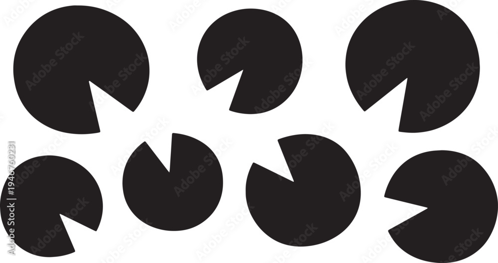 Fototapeta premium Black Solid Aquatic Lily Pad Silhouettes Set of Six