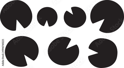 Black Solid Aquatic Lily Pad Silhouettes Set of Six